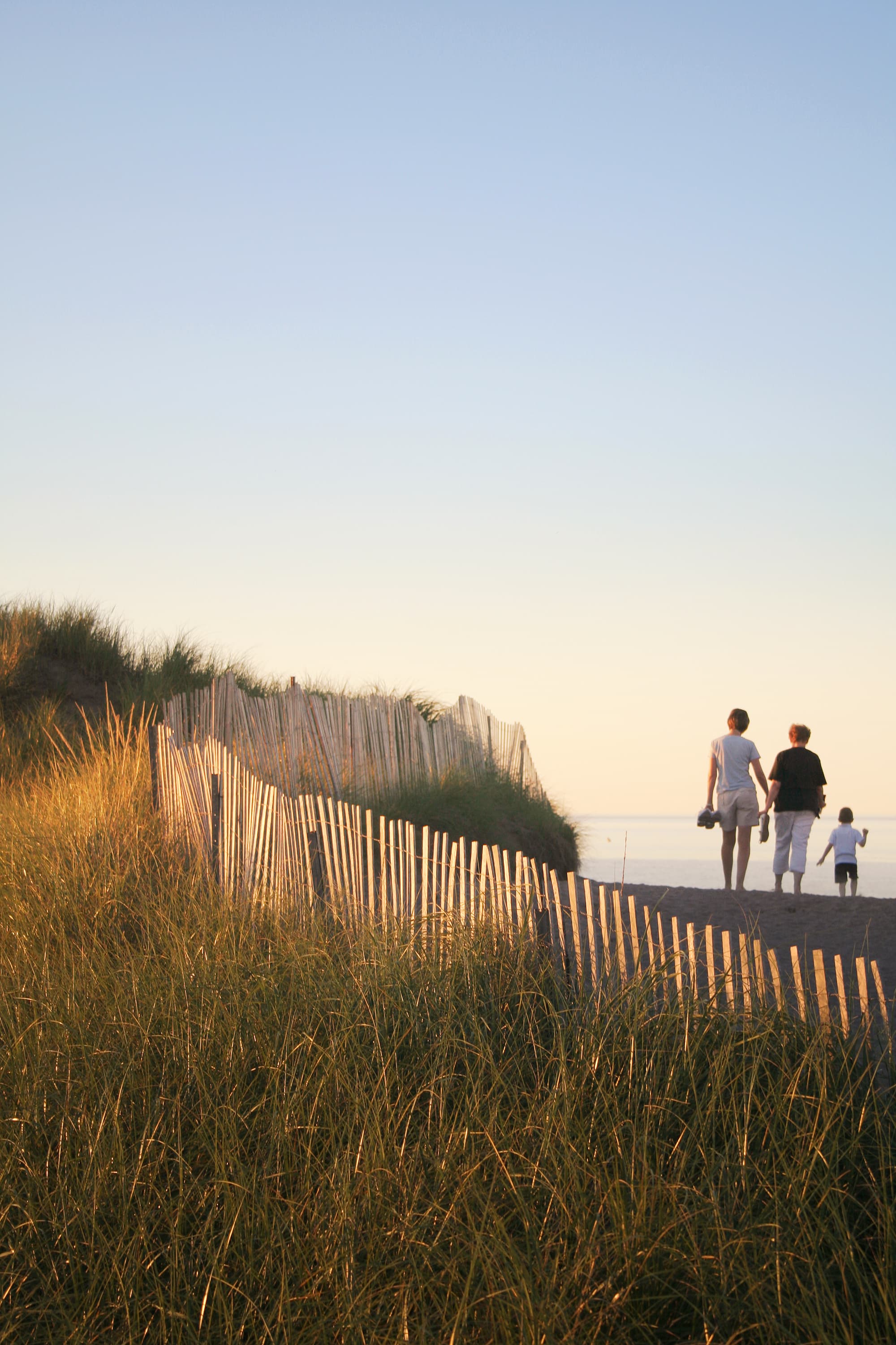 Family walking on the beach